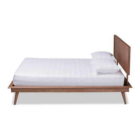 Baxton Studio Karine Mid-Century Walnut Brown Finished Wood Queen Size Platform Bed 156-9802-9803